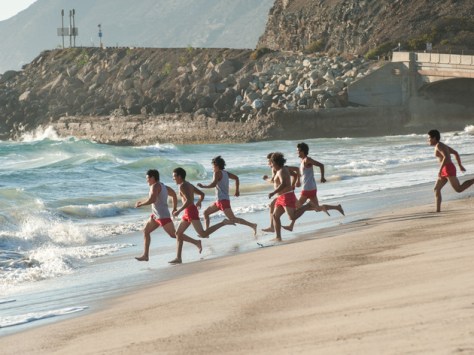 McFARLAND, USA..L to R: Thomas Valles (Carlos Pratts), Victor Puentes (Sergio Avelar), Jose Cardenas (Johnny Ortiz), Johnny Sameniego (Hector Duran), Danny Diaz (Ramiro Rodriguez), Damacio Diaz (Jamie Michael Aguero), and David Diaz (Rafael Martinez)...Ph: Ron Phillips..?Disney 2015